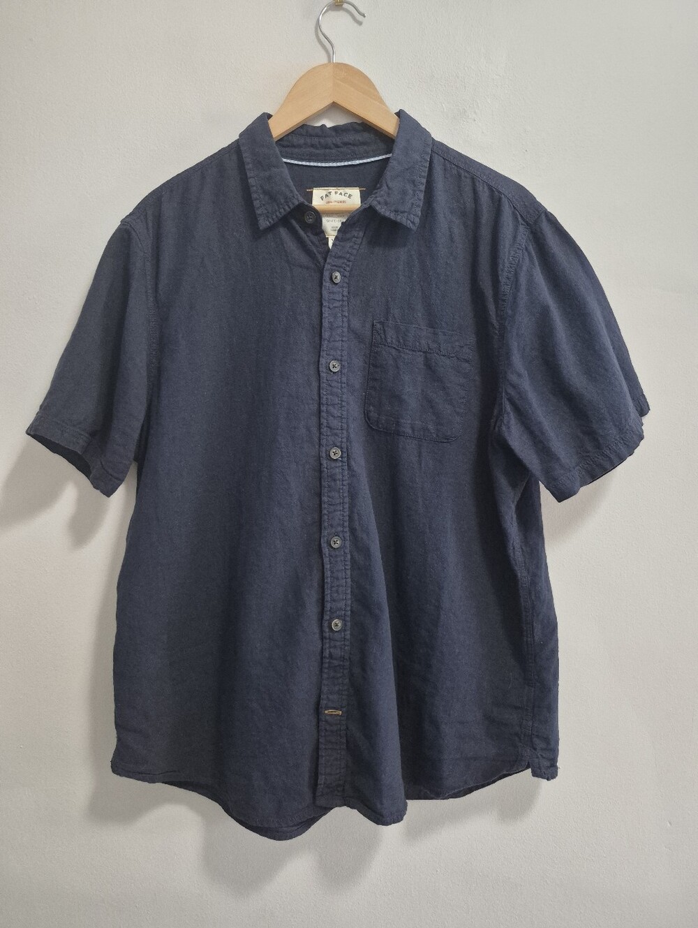 Fat Face Mens Linen Blend Casual Short Sleeve Button Up Size XL